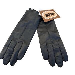NWT Vintage Fownes Women's Leather Gloves  Black Size 8 NEW